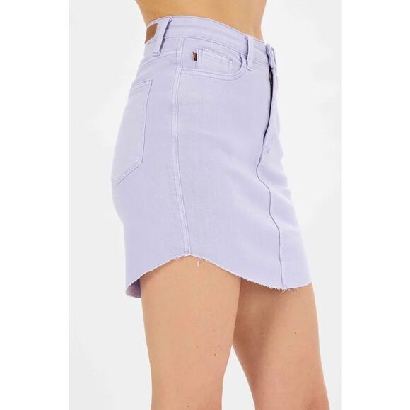 Judy Blue Dresses & Skirts - Judy Blue size XL High Waist Lavender Denim Mini Skirt Colorful Maximalist New